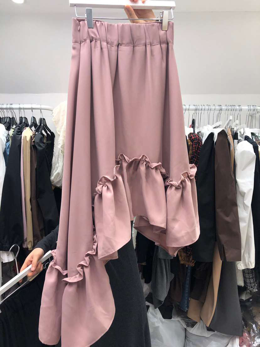 Nomikuma Spring New Women Skirt Causal Irregular Ruffle Patchwork Skirts High Waist Fashion Elegant Faldas Mujer 6E011 210427