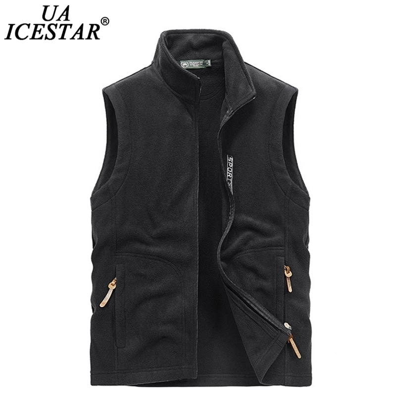 Men Fleece Vest Jacket Spring Windproof Casual Warm Vest Coat Men Large Size Clothing S-5XLWinter Vest Men's Jackets 211119