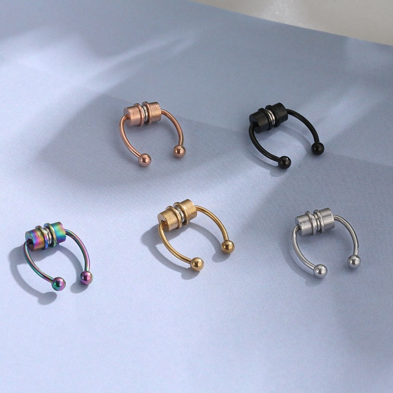 Magnet Clip on Nose Rings Studs Gold Rainbow No Hole Anti Allergy Stainless Steel Ring Body Jewelry for Women Fashion Will and Sandy