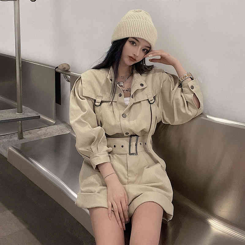 Nomikuma Safari Style Women Rompers Summer Thin Belt Slim Waist Playsuits Fashion Ribbon Wide Leg Shorts Bodysuits 6H159 210427