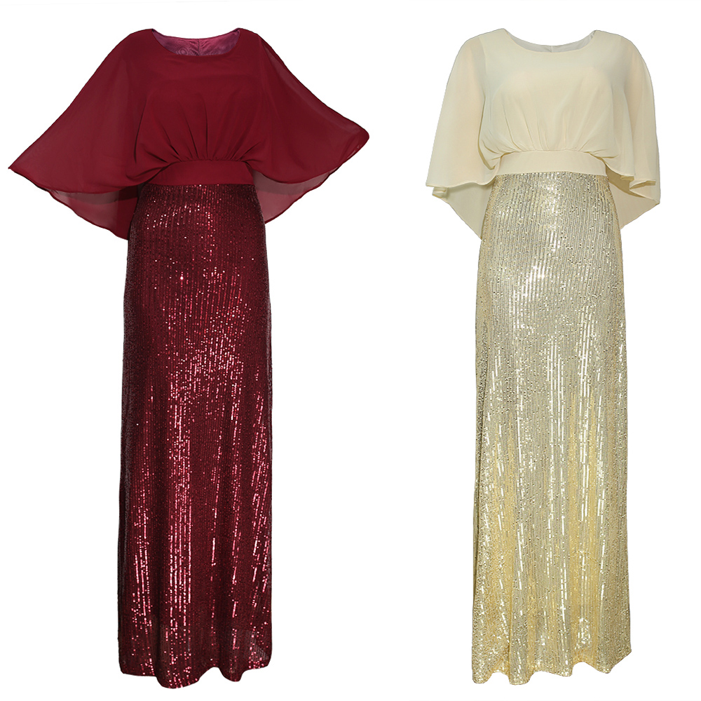 Sparkly Sequined Balck Mermaid Prom Dresses Long 2021 Arabic African Short Cape Wrap Plus Size Women Evening Gowns Chiffon Top Special Occasion Dress