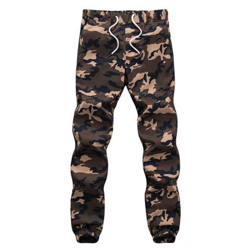 Mens Cotton Pencil Harem Pants Russia Autumn Jogger Camouflage Print Military Pants Loose Big Size Green Camo Drawstring Long Trousers