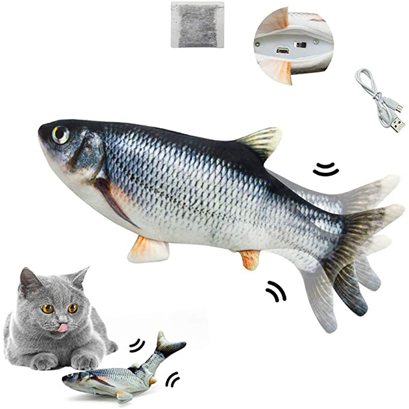 

Cat USB Charger 3D Floppy Fish Interactive Electric Toy Realistic Plush Simulation Wiggle Catnip Indoor Chewing Playing Cute and playful