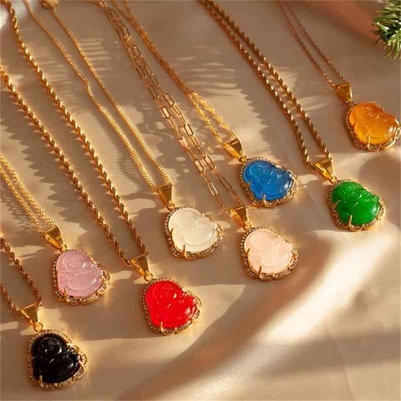 2021 Stainls Steel Jewelry Custom Green Buddah Laughing Charm Cuban Rope Chain 18K Gold Plated Jade Buddha Necklace Pendant
2021 Stainls Steel Jewelry Custom Green Buddah Laughing Charm Cuban Rope Chain 18K Gold Plated Jade Buddha Necklace Pendant