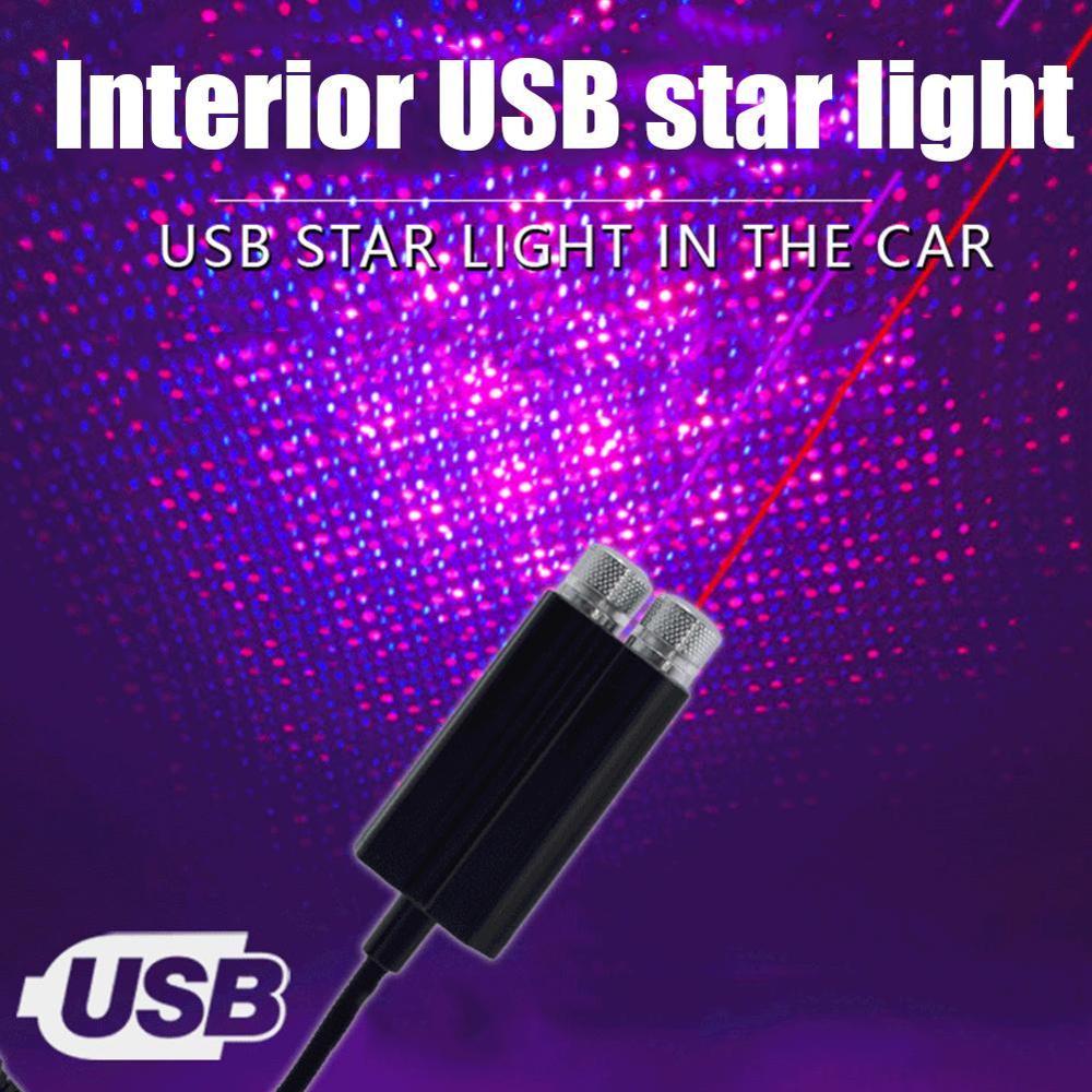 Car Roof Star Light Interior Accessories Mini LED Lamp Starry Sky Atmosphere Ambient Projector USB Decoration Night Home Decor Galaxy Lights