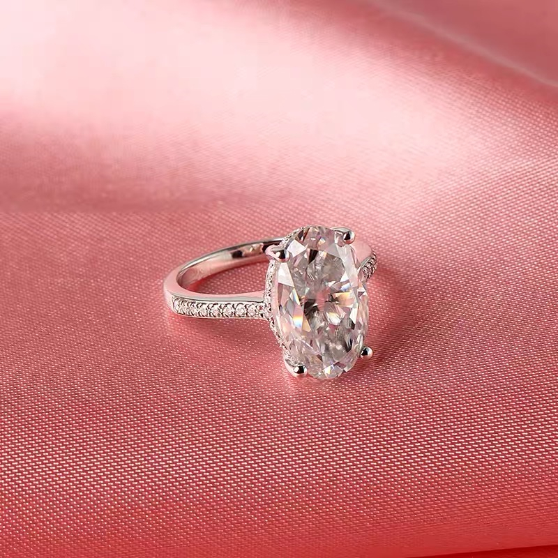 Fashion 925 Sliver Sterling oval Simulated Diamond Stone Rings for Women Drilled White Topaz Bizuteria Anillos Gemstone S925 Jewelry Wholesale