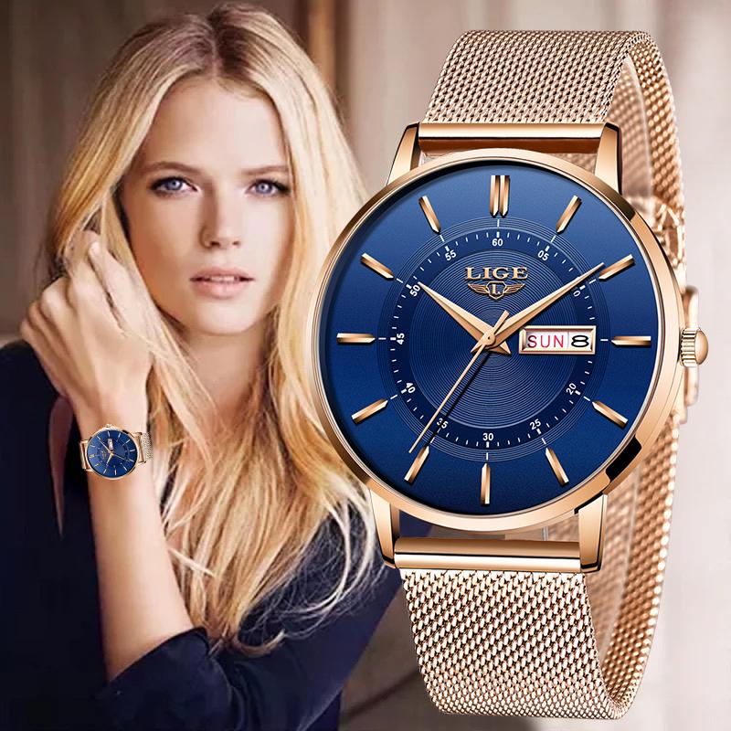 Wristwatches Fashion LIGE Watch For Women Luxury Ultra-thin Watches Ladies Calendar Week Waterproof Quartz Wristwatch Montre Femme Luxe, Leather gold blue
Wristwatches Fashion LIGE Watch For Women Luxury Ultra-thin Watches Ladies Calendar Week Waterproof Quartz Wristwatch Montre Femme Luxe, Leather gold blue