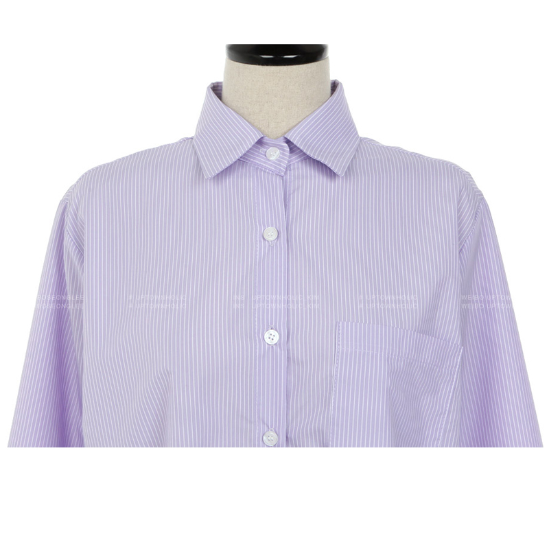 Blusas Mujer De Moda Purple Women Shirts Cardigan Long Sleeve Blouse And Tops Striped Pocket Female Ladies 7307 50 210508