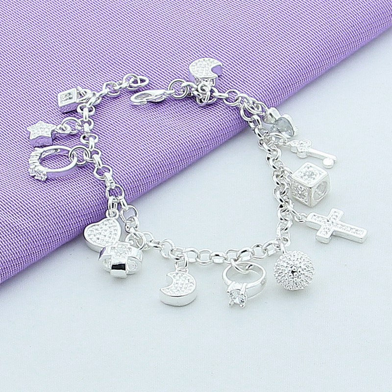 925 Sterling Silver Moon Heart Lock Cross Bracelet For Men Woman Charm Wedding Engagement Party Fashion Jewelry 1280 T2
925 Sterling Silver Moon Heart Lock Cross Bracelet For Men Woman Charm Wedding Engagement Party Fashion Jewelry 1280 T2
