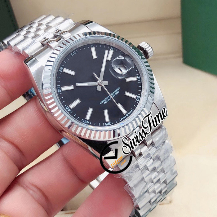 36mm Date A2813 Automatic Unisex Mens Womens Watch Steel Case Fluted Bezel Black Dial Stick Markers Watches Jubileesteel Bracelet Limited Ed, Slivery;brown
36mm Date A2813 Automatic Unisex Mens Womens Watch Steel Case Fluted Bezel Black Dial Stick Markers Watches Jubileesteel Bracelet Limited Ed, Slivery;brown