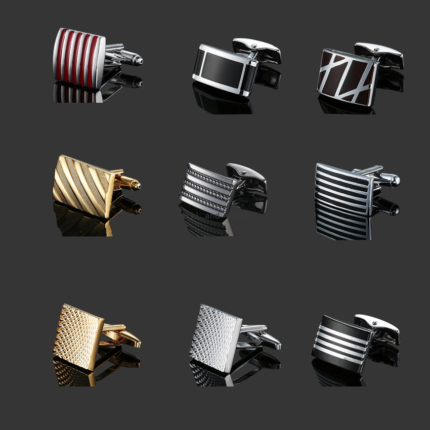

Stripes Men's Shirt Metal Brass Enamel Cufflinks Casual Business Suit Shirt Gold Plating Cuff Links Sleeve Button for Men Fashion Jewelry Will and Sandy