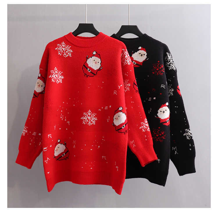 H.SA Christmas Sweater for Women Winter Knit Jumpers Long Sleeve Knitwear Oversized Pull Femme Thick Warm Snowman Sweater 210716