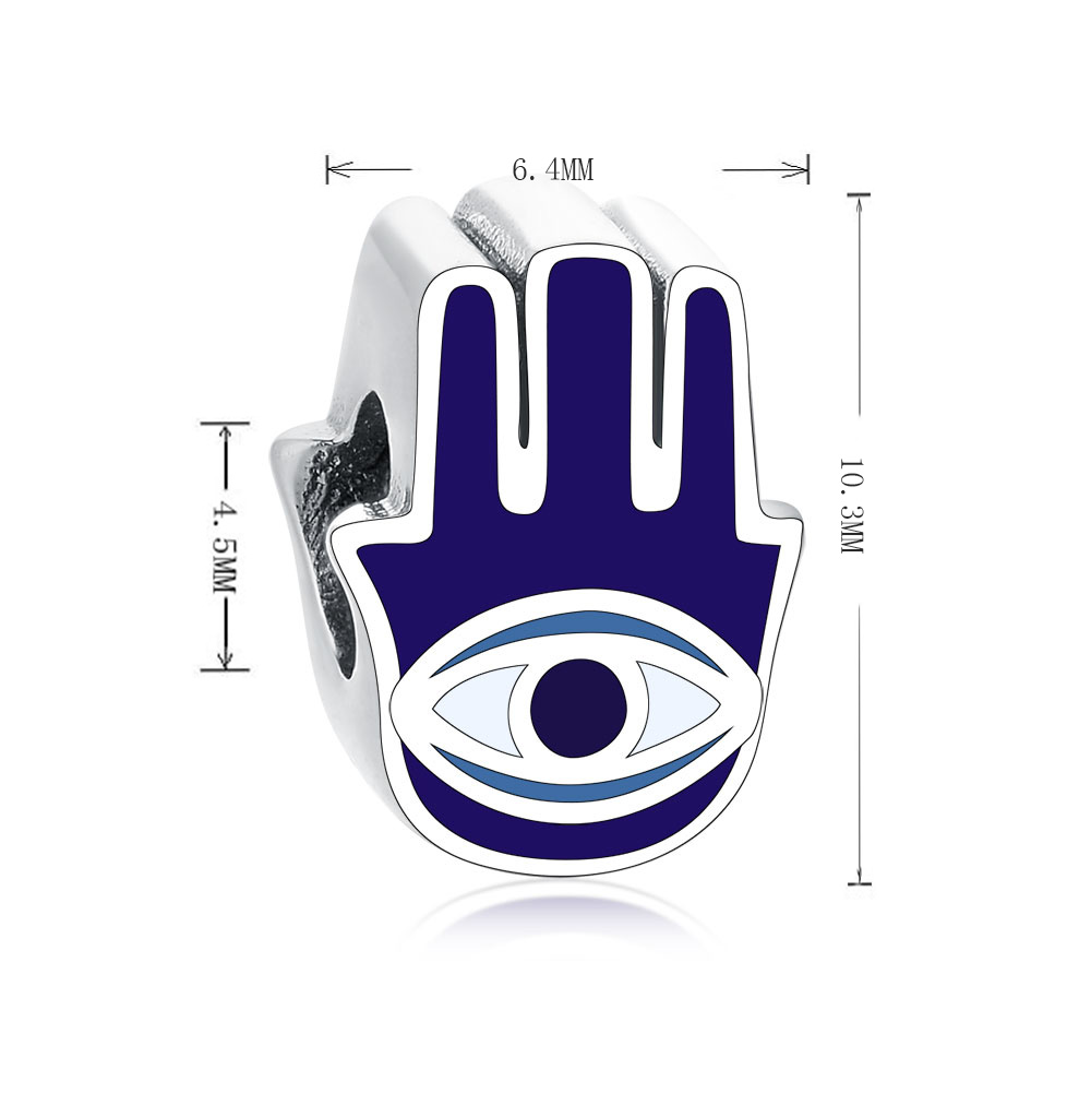 Fit Original Brand Charm Bracelet 925 Sterling Silver Turkish Blue Enamel Evil Eye Watchfull Bead Pendant Berloque