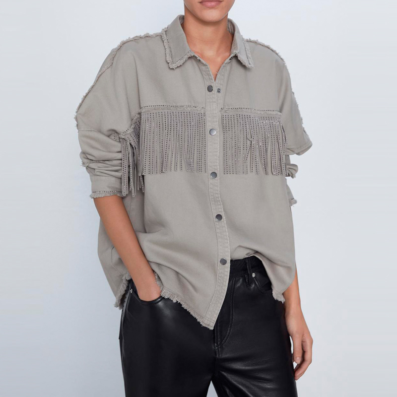 women's jackets women large size with fringe jacket jeans vintage long sleeve female outerwear chic 6y3i, Black;brown
women's jackets women large size with fringe jacket jeans vintage long sleeve female outerwear chic 6y3i, Black;brown