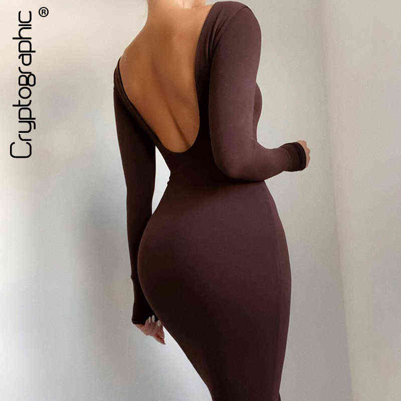 Cryptographic 2021 Spring Sexy Backless Midi Dresses Bodycon Elegant Evening Club Party Birthday Brown Long Sleeve Dress Women G1223, Black
Cryptographic 2021 Spring Sexy Backless Midi Dresses Bodycon Elegant Evening Club Party Birthday Brown Long Sleeve Dress Women G1223, Black
