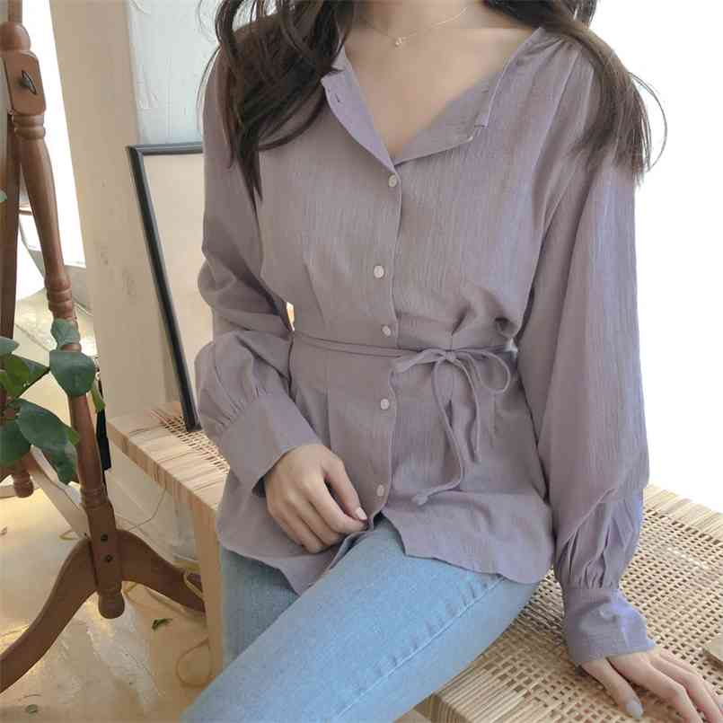 S-XL Spring femme Casual Cotton and linen Women Shirts Loose long Sleeve Patchwork Blouses Female Top vetement 210423