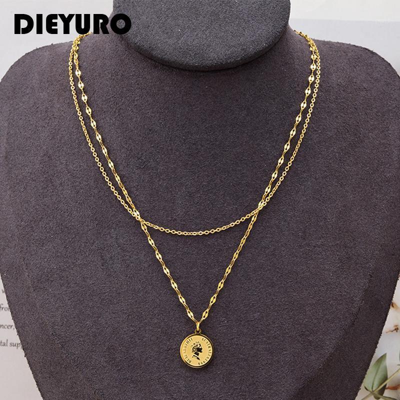 Chains DIEYURO 316L Stainless Steel Vintage Portrait Pendant 2 Layer Metal Necklace Fashion Lady Basic Elegant Jewelry Accessories Gift
Chains DIEYURO 316L Stainless Steel Vintage Portrait Pendant 2 Layer Metal Necklace Fashion Lady Basic Elegant Jewelry Accessories Gift