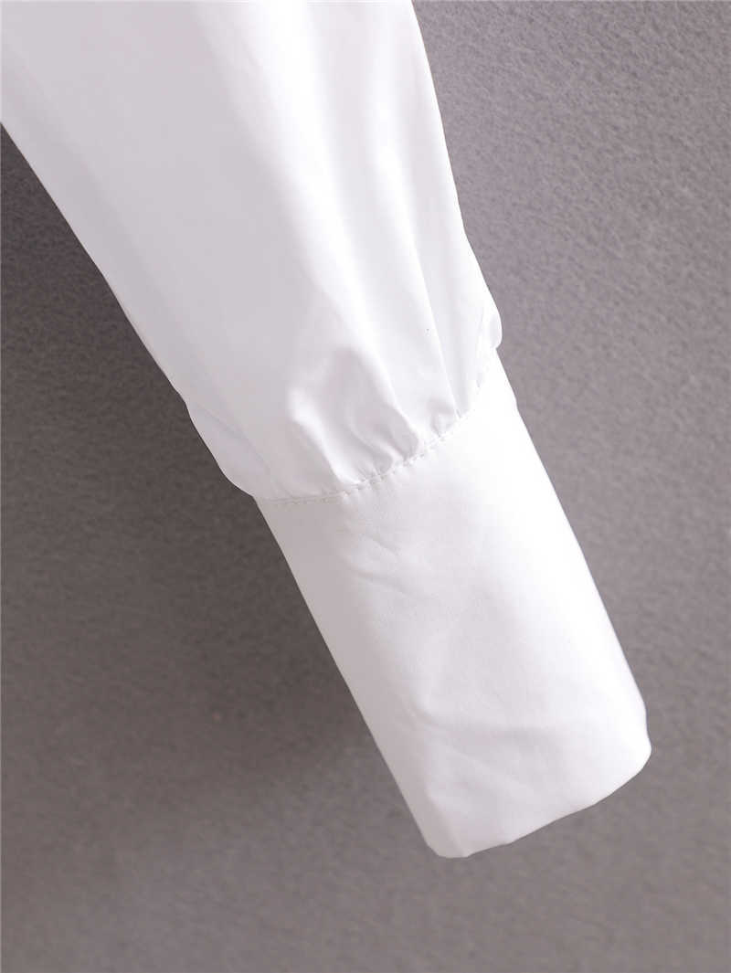 Elegant Women Turn Down Collar Shirts Fashion Ladies Solid White Tops Streetwear Female Chic Elastic Waist Blouses 210527