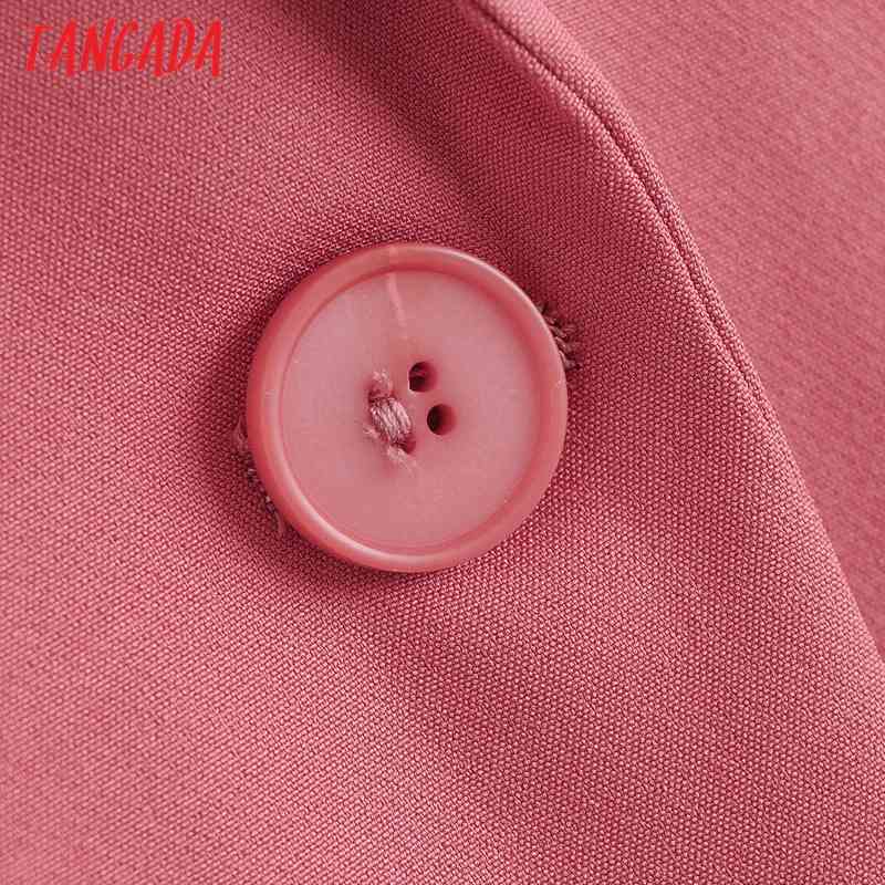 Women Pink Blazer Coat One Button Notched Collar Pocket Fashion Female Casual Chic Tops DA76 210416
