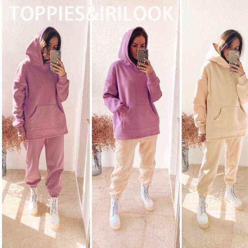 Toppies Loose Oversize Hoodies Women Pullovers Sweatshirt Autumn Winter Fleece Hoodies Casual Tracksuits 211108