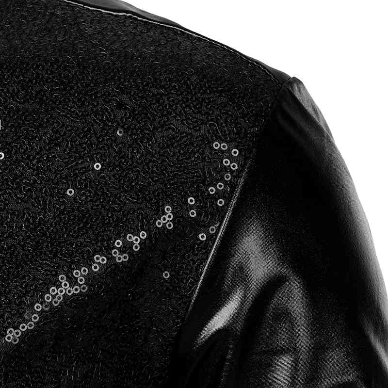 Black Sequin Glitter Dress Shirt Men Shiny Long Sleeve Button Down 70s Disco Party Dance Shirt Male Christmas Halloween Costume 210410