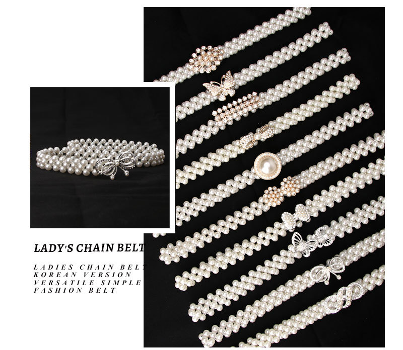 Wedding Favors Elegant Women Pearl Belt Waist Elastic Buckle Pearl Chain Female Girls Bride Accessories