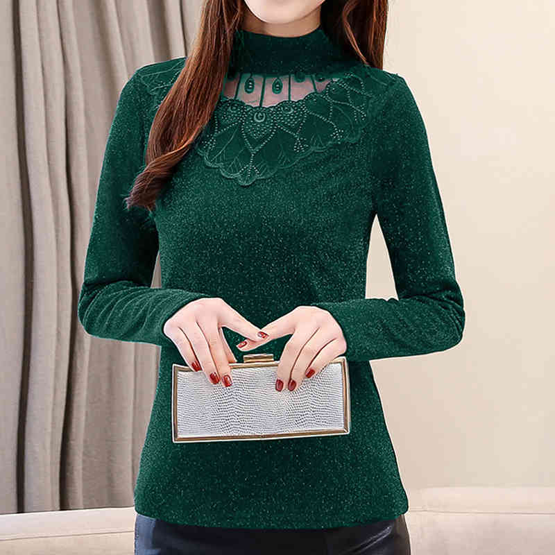 Blusas mujer de moda Solid Stand korean fashion clothing harajuku ladies tops plus size 4XL 5XL long sleeve 7713 50 210427