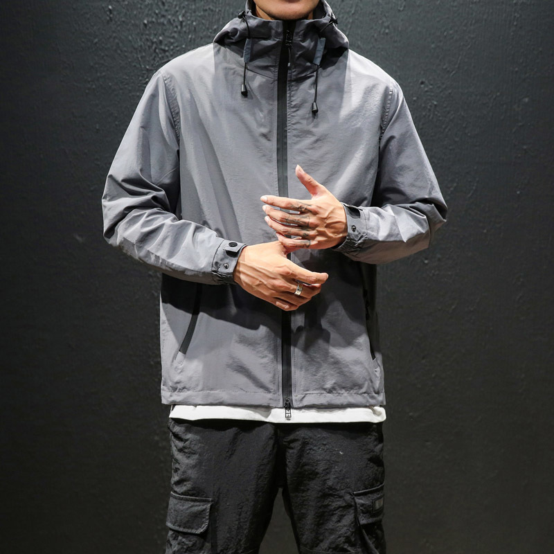 Autumn New Trend Fashion Zipper Jacket Men Casual Men's Solid Color Hooded Black Male Coats 4XL 5XL Outerwear 210412