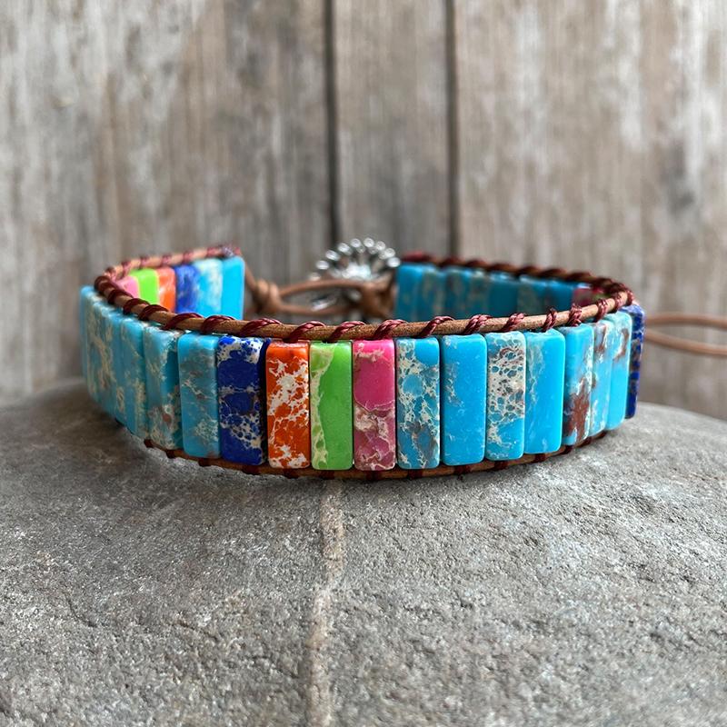 Charm Bracelets 4Unik Chakra Bracelet Jewelry Handmade MultiColor Natural Stone Tube Beads Imperial Leather Wrap Couples Gifts, Golden;silver
Charm Bracelets 4Unik Chakra Bracelet Jewelry Handmade MultiColor Natural Stone Tube Beads Imperial Leather Wrap Couples Gifts, Golden;silver