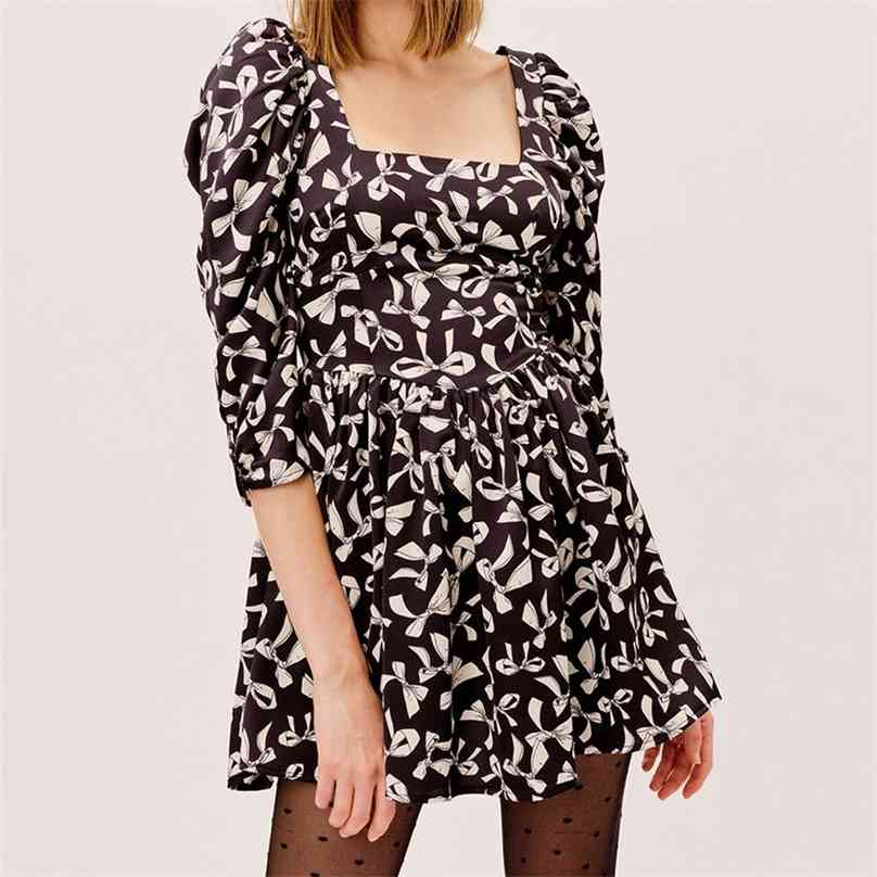 women Fashion mini dress female Printed bow backless square collar dresses slim sexy robe Summer Dress Vestidos 210520, Black
women Fashion mini dress female Printed bow backless square collar dresses slim sexy robe Summer Dress Vestidos 210520, Black