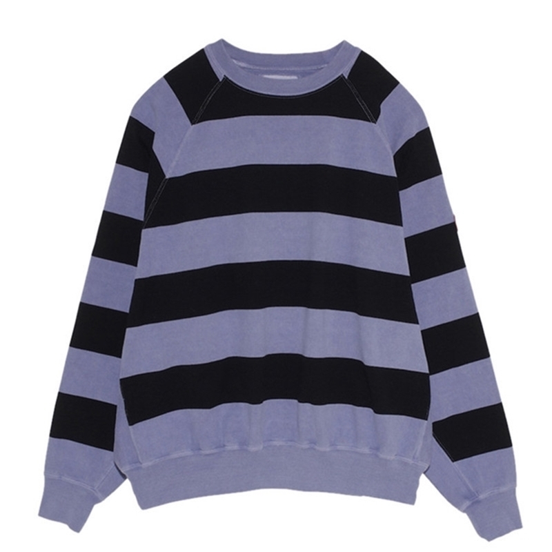 Autumn Winter C.E CAVEMPT STRIPE OVERDYE Crewneck Sweatshirt Mens Woman High Quality Striped Sweatshirts 210420