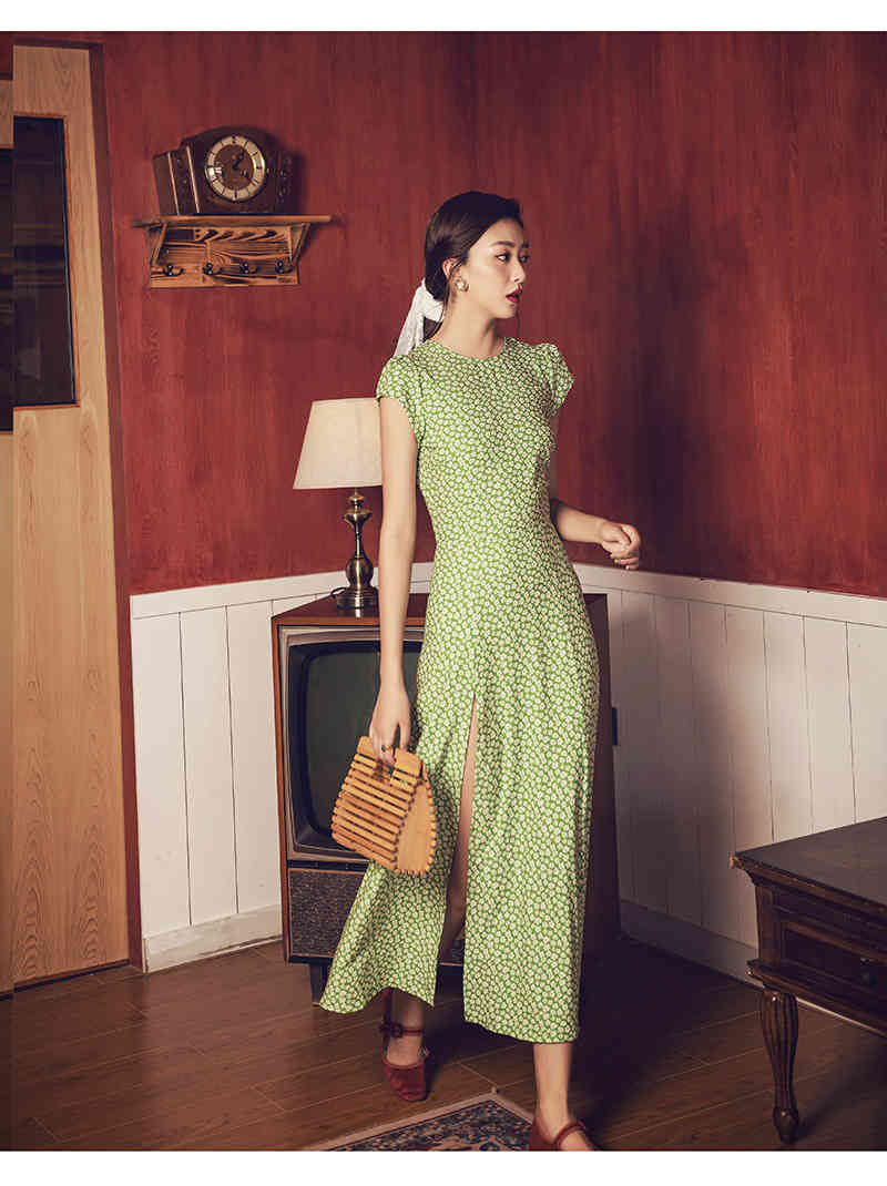 Bella Philosophy Women Summer Sexy Backless Midi Dress Vintage Print Floral Split Boho Dress Casual Holiday Lady Beach Dress 210409