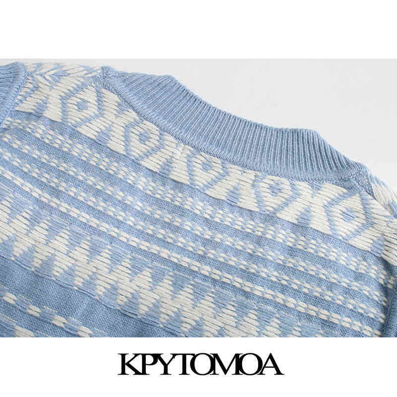 Women Fashion Geometric Pattern Knitted Vest Sweater V Neck Sleeveless Female Waistcoat Chic Tops 210420