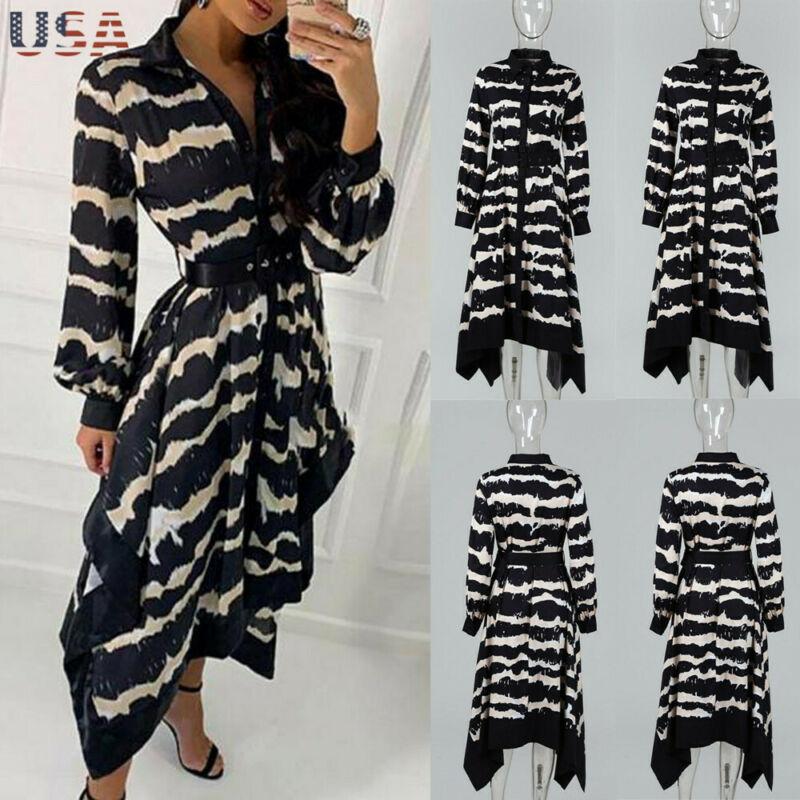 Women Wave Long Shirt Vest Dress Summer Casual Loose Kaftan Maxi Sundress Dresses