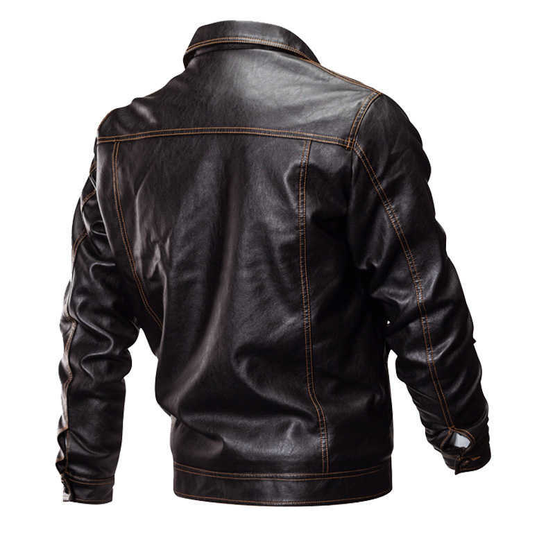 Men's Winter Fleece PU Jacket Leather Coat Autumn Slim Fit Faux Leather Motorcycle Jackets Male Fashion Outwear Plus Size L-6XL 211018