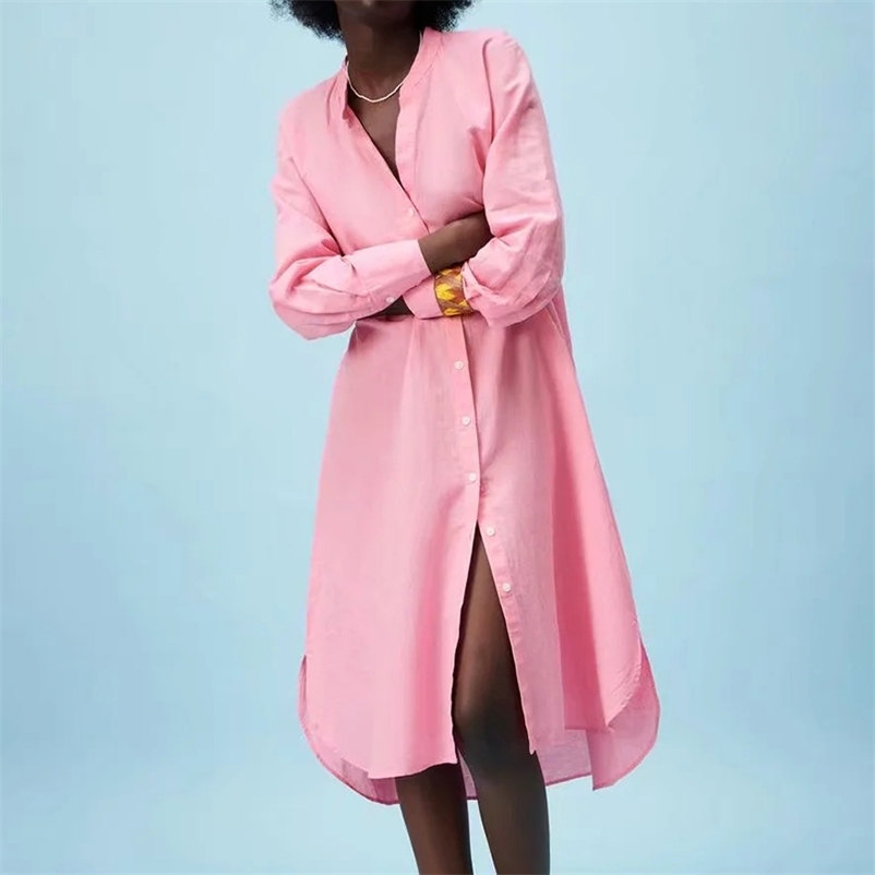 women shirt dress spring summer long sleeve V-neck Shirt style loose waist fashion female casual 210524, Pink
women shirt dress spring summer long sleeve V-neck Shirt style loose waist fashion female casual 210524, Pink
