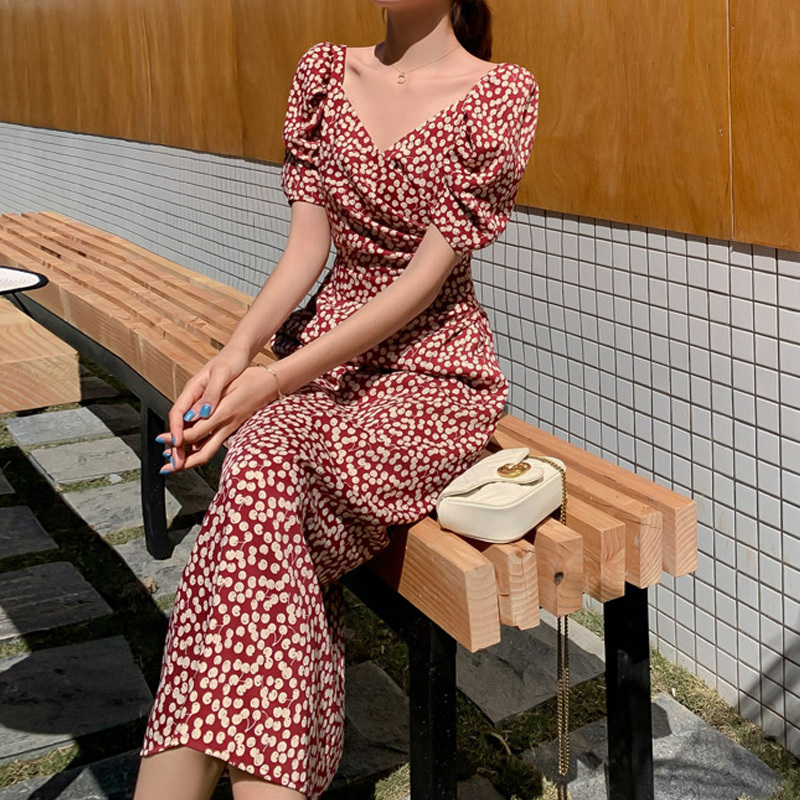 Casual Summer Female Long Dress Flower Short Sleeve Holiday Boho Beach Dress Women Square Collar Vintage Dress Vestidos 210331