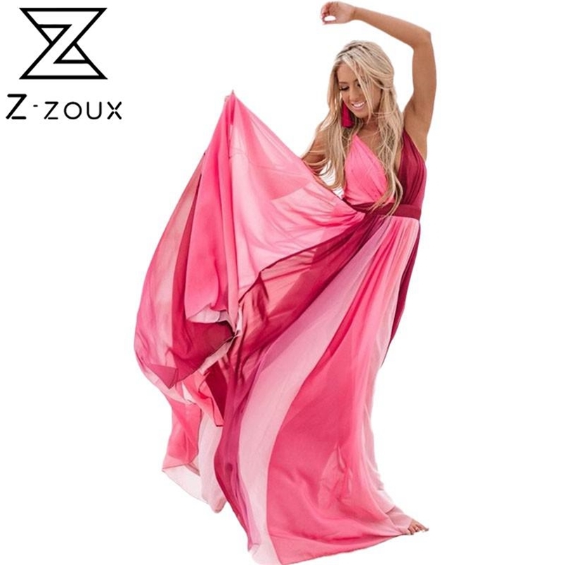 Women Dress Pink Patchwork Deep V Neck Bohemia Sexy Long Backless Spaghetti Strap Maxi es Plus Size 210513