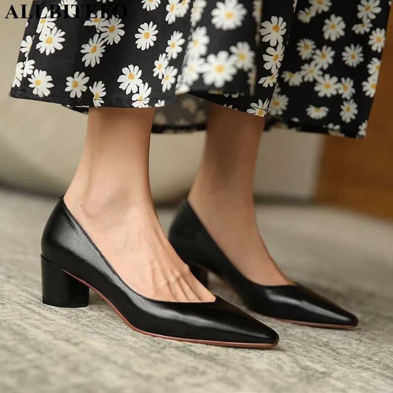 ALLBITEFO natural genuine leather high heels women fashion casual women heels shoes high heel shoes thick heel office work shoes 210611, As picture
ALLBITEFO natural genuine leather high heels women fashion casual women heels shoes high heel shoes thick heel office work shoes 210611, As picture
