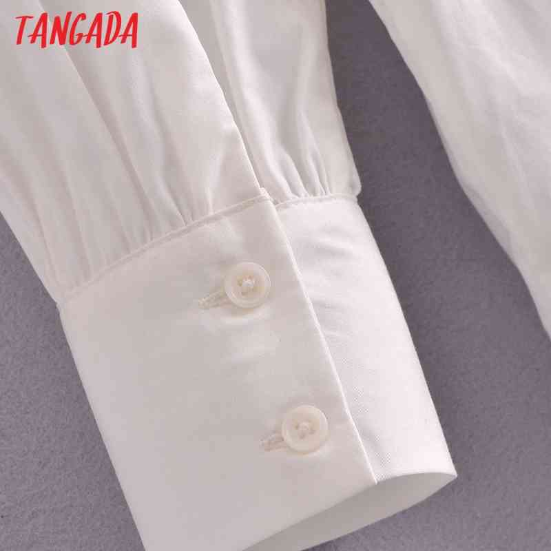 Women White Tunic Shirts Long Sleeve Solid Turn Down Collar Elegant Office Ladies Work Wear Blouses 3A34 210416
