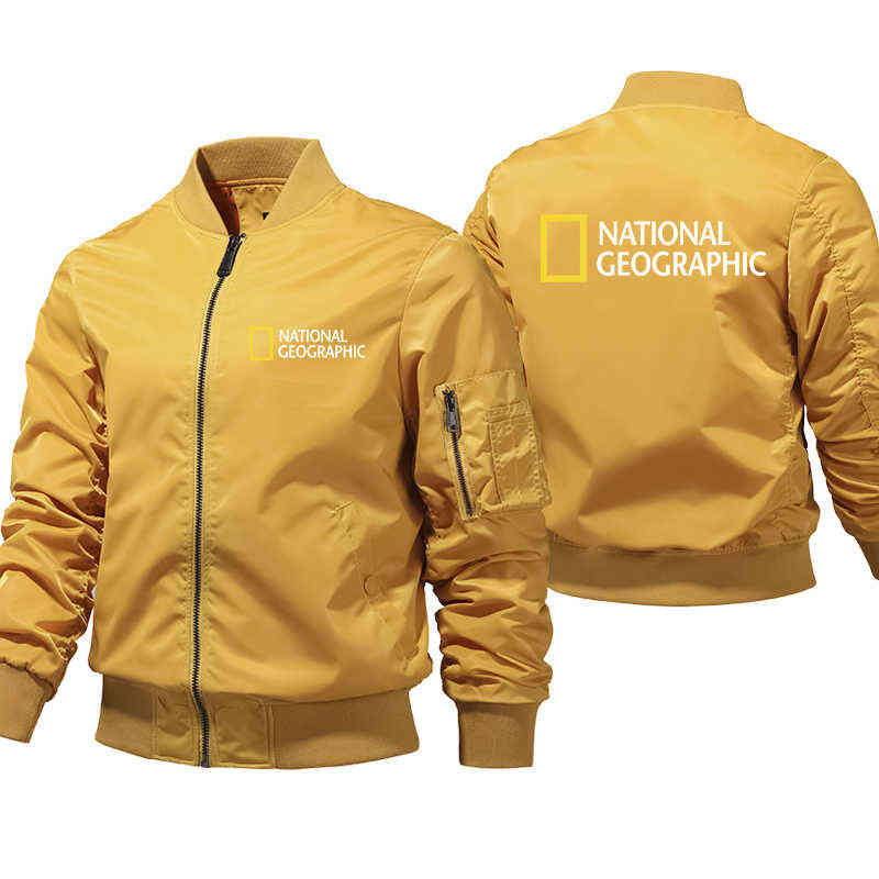 Mens bomber jackets National Geographic jacket streetwear hombre Spring Autumn Winter Coats Male Windbreak Jackets H1224