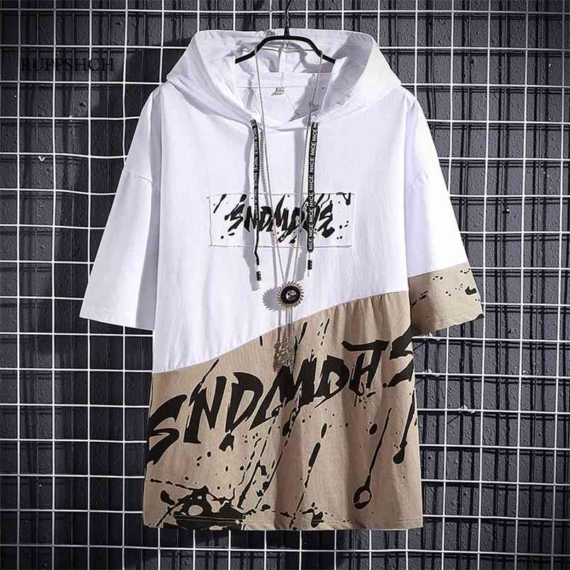 Hooded T-Shirt Men' Five-Point Sleeve Short-Sleeved Summer Loose Letter Stitching Trend Japanese Men 210721, White
Hooded T-Shirt Men' Five-Point Sleeve Short-Sleeved Summer Loose Letter Stitching Trend Japanese Men 210721, White