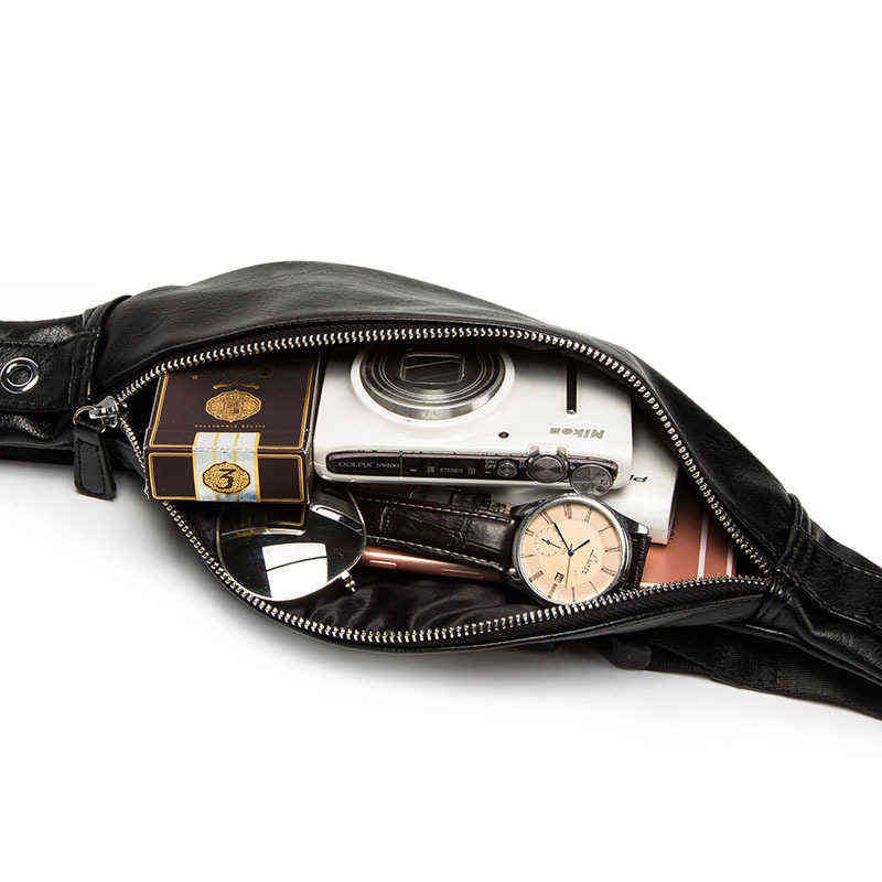 High Quality Pu Leather Waist Bag Men Fanny Pack Casual Adjustable Belt Male Heuptas Bum Banana Sa 211214