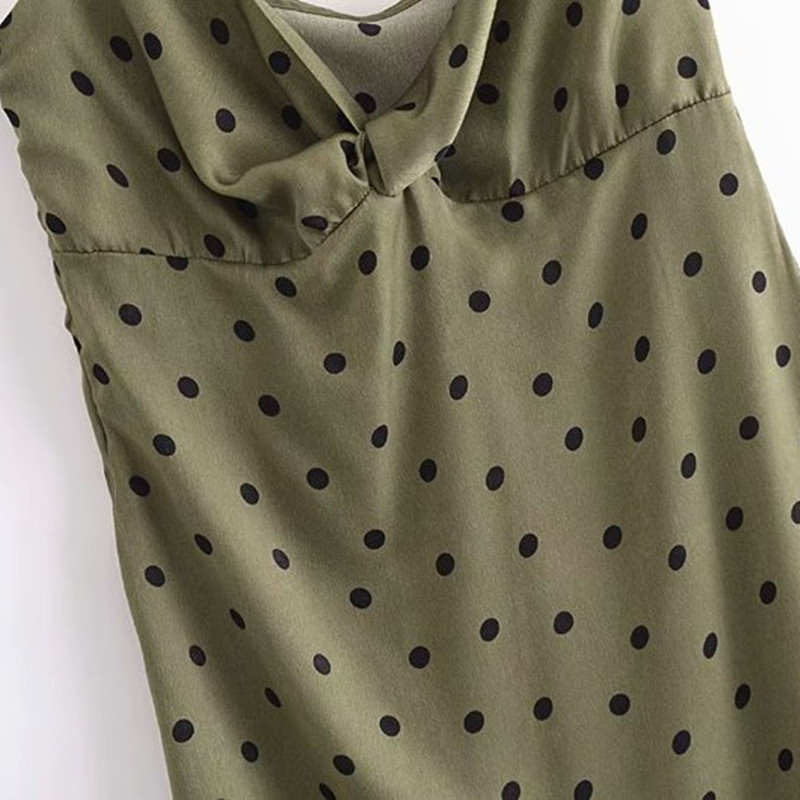 Sweet Women O Neck Backless Dress Summer Fashion Ladies A-line High Waist Elegant Female Polka Dot Underwear Style 210430