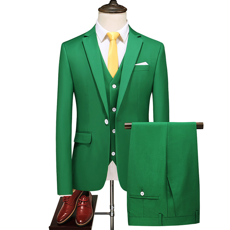 Customized men's wedding groomsmen banquet formal business three-piece suit (top + pants + vest)