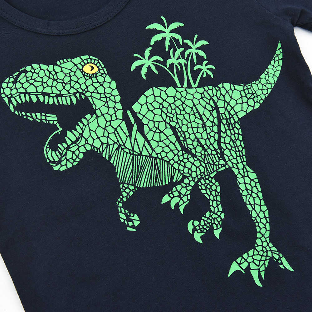 Kids Summer Pyjamas Set Boys Dinosaur Pjs Short Sleeve Pajama Cotton Sleepwear Dino Nightwear Children Outfit Age 2-7T 210729