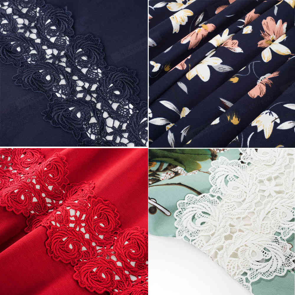 Nice-forever Vintage Elegant Embroidery Floral Lace Patchwork vestidos A-Line Pinup Business Women Party Flare Swing Dress A079 210409