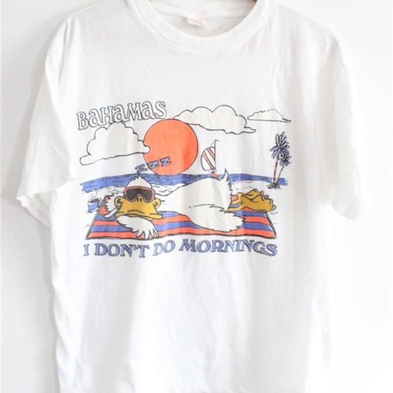 kuakuayu HJN Bahamas I Don't Do Mornings Beach Duck T-Shirt Women Summer Cute Fashion Relaxing Vintage Tee 210406