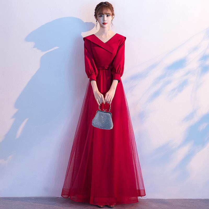 Ethnic Clothing Bride Wedding Party Mesh Dresses Engagement Floor-Length Dress Sexy V-Neck Bud Sleeve Skirt Spring Banquet Prom Gown 
Ethnic Clothing Bride Wedding Party Mesh Dresses Engagement Floor-Length Dress Sexy V-Neck Bud Sleeve Skirt Spring Banquet Prom Gown