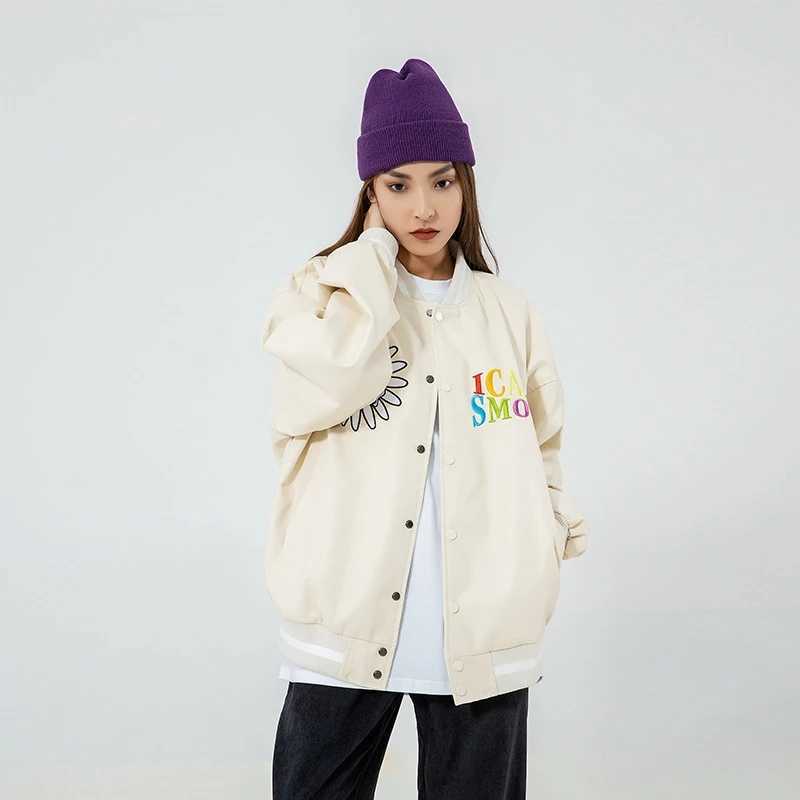 Baseball Uniform Jacket Men Daisy Letter Embroidery PU Leather Bomber Jacket Spring Autumn Oversize Couple Korean Motorcycle Top 210818
